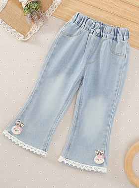 女童裤子春秋2025秋季洋气时髦儿童春季中小童女宝春装微喇裤子