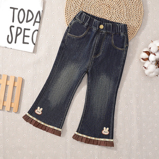 洋气儿童新款 2025新款 秋装 休闲长裤 女童裤 女孩弹力牛仔裤 子春秋款