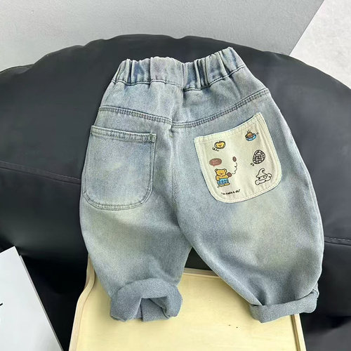 男童春秋牛仔裤2025新款儿童洋气裤子宝宝休闲时髦中小童男孩长裤