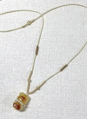 焦糖布丁小熊吊坠编织颈链复古可爱简约少女心小怪兽项链闺蜜礼物