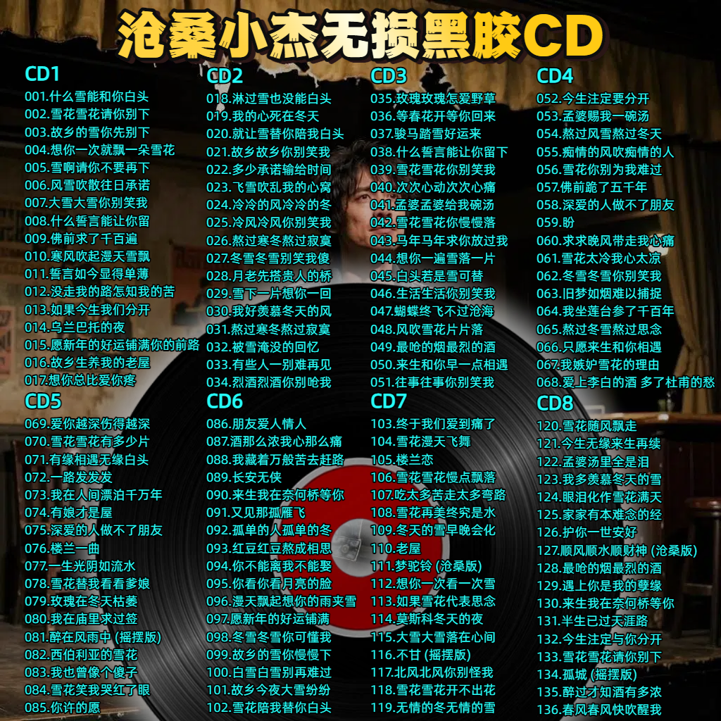 沧桑小杰精选专辑车载CD黑胶刻录CD光盘光碟片无损音乐自选歌曲