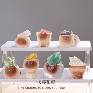 热款树脂猫猫水晶盲盒小摆件扩香石盲盒公仔手办桌面摆件装饰惊喜