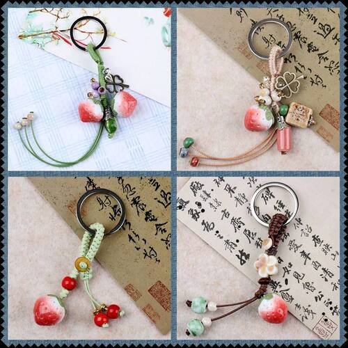 个性时尚可爱兔子钥匙扣包挂件自然精美葫芦手捏制作闺蜜礼物批发