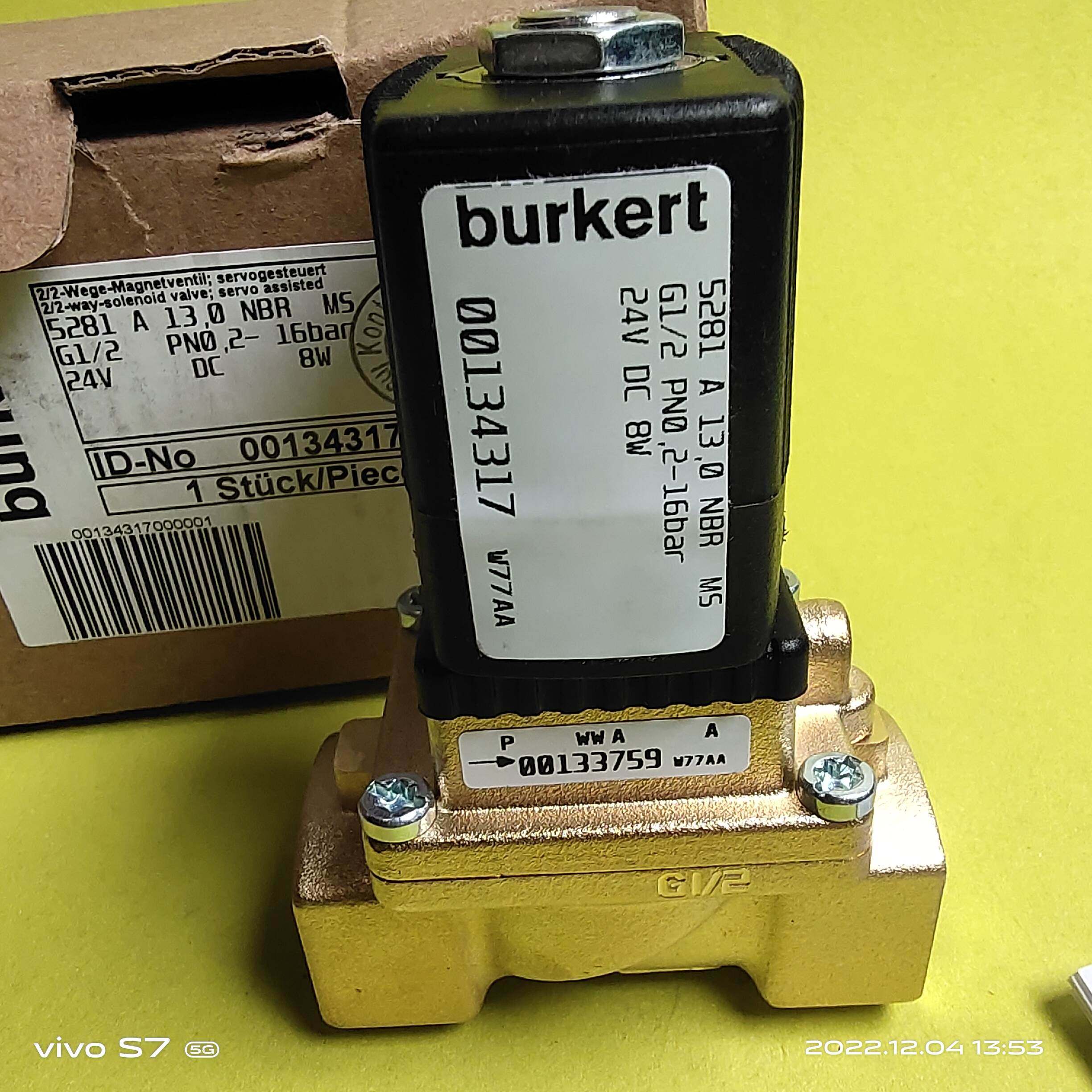 burkert5281a 13 nbr ms 24vdc 00134317 宝德电磁阀 宝帝现货