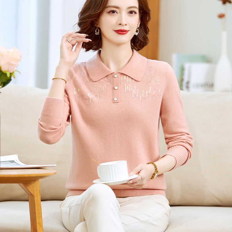 100%纯羊毛秋季羊绒衫中老年女装