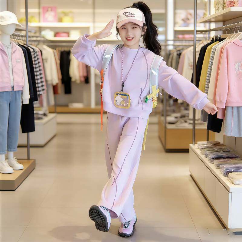 女童套装春季2026新款韩版儿童休闲两件套小女孩洋气长袖卫衣裤子