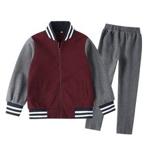 斯踏迪校服园服春秋款中小学生枣红色校服运动拉链班服 805# 套装