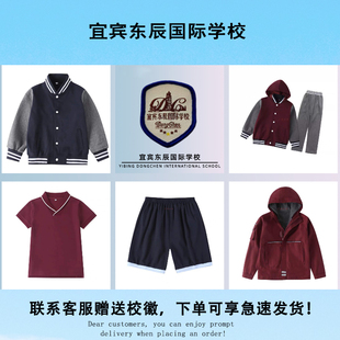 宜宾东辰国际学校校服套装校徽 小学生春秋夏款短袖运动套装短裤
