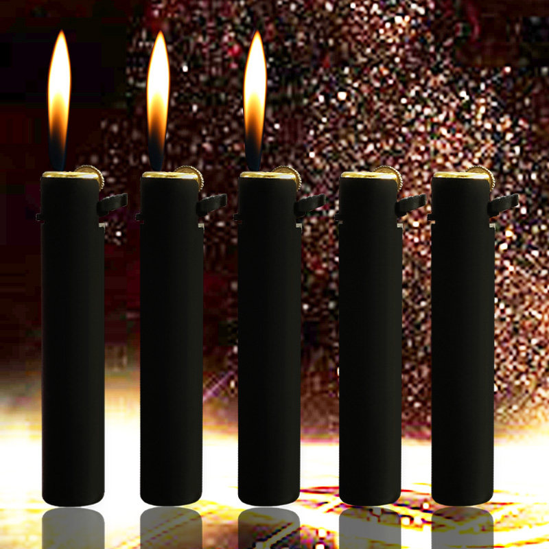 黑色铁壳圆柱形滑轮款可充气明火复古怀旧定制广告老式火石打火机