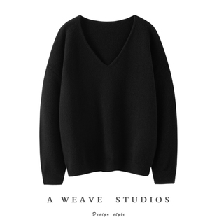 女纯羊绒毛衣宽松秋冬加厚 V领羊绒衫 太喜欢这个型了 软糯气质