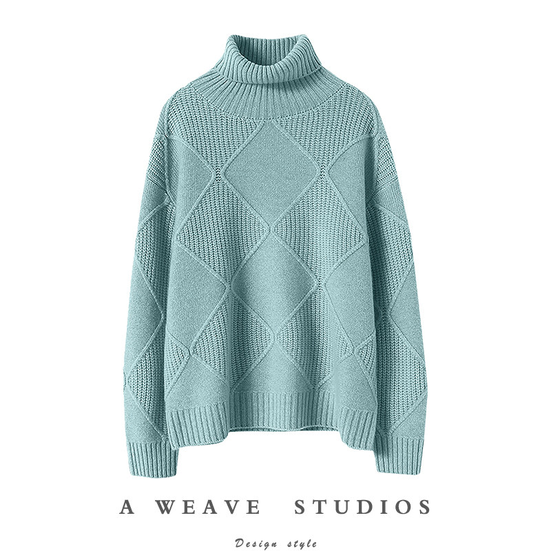 知性好迷~立体菱格高领羊绒毛衣女冬新款羊绒衫女纯羊绒加厚宽松,女装/女士精品,羊绒衫,淘宝优惠券,粉丝福利购,淘宝优惠卷