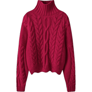 不挑人~巨美狂气质！！重磅加厚高领羊绒衫女纯羊绒毛衣套头宽松