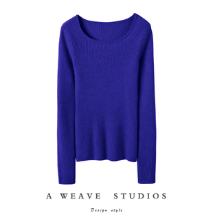 纯羊绒毛衣针织打底衫 这型太爱了 女圆领修身 山羊绒衫 随意搭配