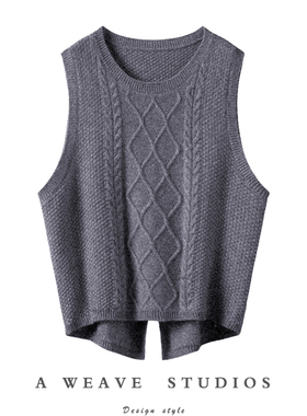 不是一般的篙质感！针织羊绒衫女马甲无袖后开叉纯羊绒打底衫