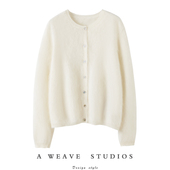 ding级拉毛开衫 100%山羊绒拉绒小香风女士外套baby软糯 小皮草