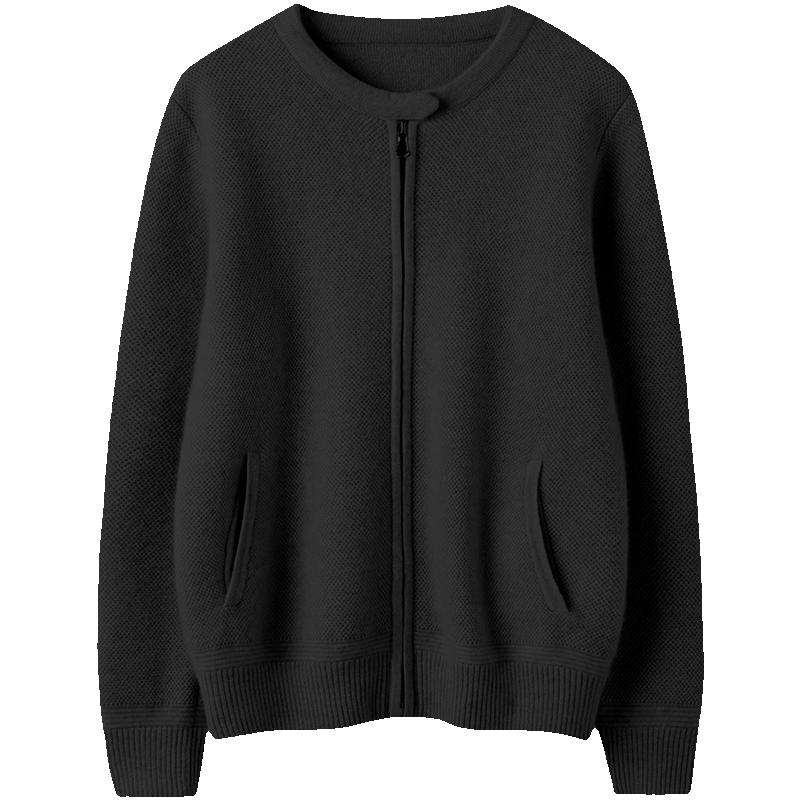 上身太惊喜了！大克重加厚圆领羊绒衫女拉链衫羊绒毛衣针织开衫