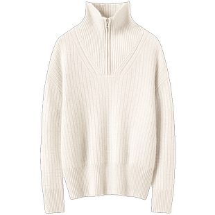 气质内敛又夺目~重磅加厚半拉链100纯山羊绒女针织套头毛衣