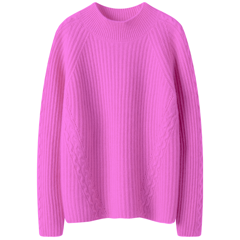 随意又经典~加厚羊绒衫女100%纯山羊绒半高领宽松纯羊绒毛衣