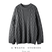 女圆领纯羊绒毛衣衫 重磅系列 一眼就喜欢了 加厚宽松慵懒风灰色