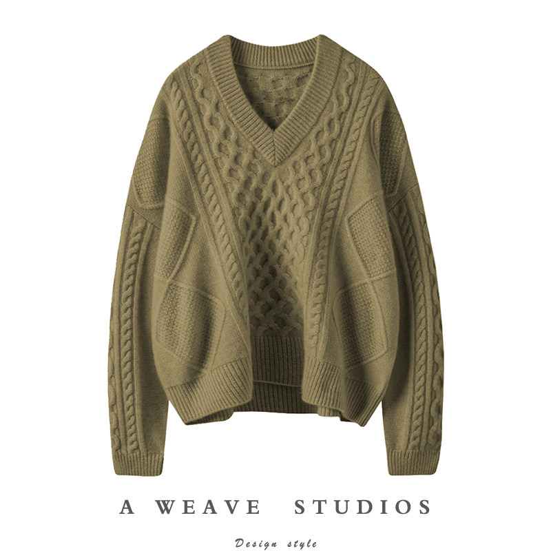 喜欢的飙泪！大克重加厚羊绒衫女V领纯羊绒毛衣宽松外穿慵懒风冬,女装/女士精品,羊绒衫,淘宝优惠券,粉丝福利购,淘宝优惠卷