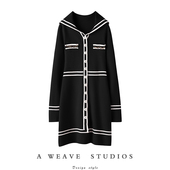 小香风针织连衣裙女纯羊绒红色长袖 人手2色收 腔调范儿 气质