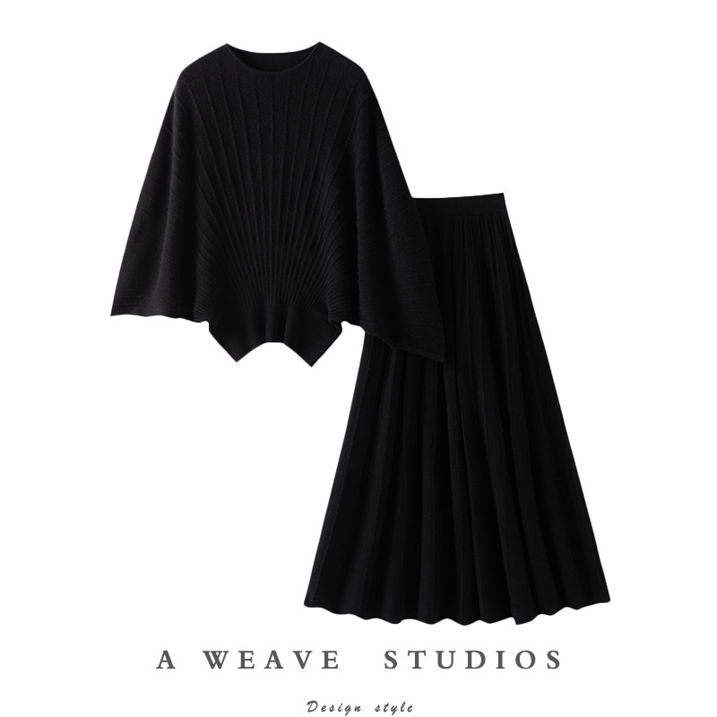 爱疯了这好版型~羊绒衫女蝙蝠袖圆领纯羊绒毛衣A字伞裙半身裙套装,女装/女士精品,羊绒衫,淘宝优惠券,粉丝福利购,淘宝优惠卷