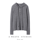 真不吹 秋冬帽衫 随便穿搭～连帽羊绒衫 女纯山羊绒毛衣针织打底衫