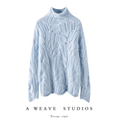 温婉时髦气质 纯色针织衫 100%纯山羊绒衫 女镂空秋冬半高领时尚