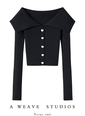 冬凤凰墨绿色大翻领珍珠扣弹力山羊绒针织小开衫女2024春