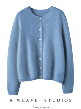 简而好看~100%山羊绒拉绒小香风女士外套baby软糯ding级拉毛开衫