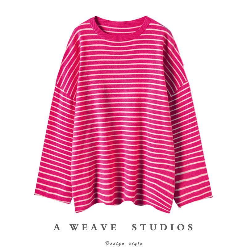 别样舒适感~海魂衫条纹羊绒衫女圆领中长款纯羊绒毛衣宽松慵懒风,女装/女士精品,羊绒衫,淘宝优惠券,粉丝福利购,淘宝优惠卷