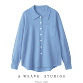 舒适无限 SS281 女毛衣宽松针织衬衫 不挑人人气款 POLO领羊绒开衫