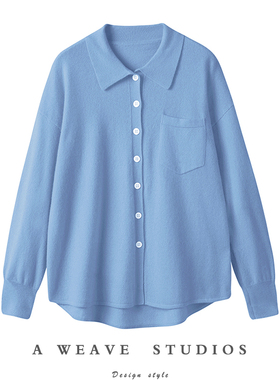 舒适无限！不挑人人气款POLO领羊绒开衫女毛衣宽松针织衬衫SS281