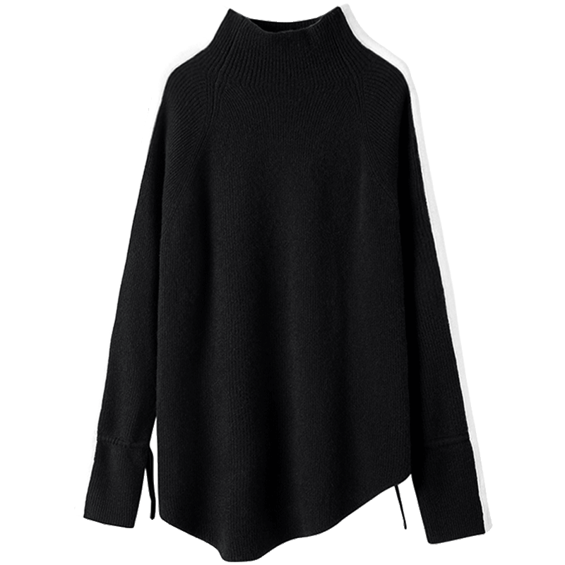 版型直呼过瘾！ 气质高领羊绒衫女纯羊绒毛衣宽松不对称设计加厚