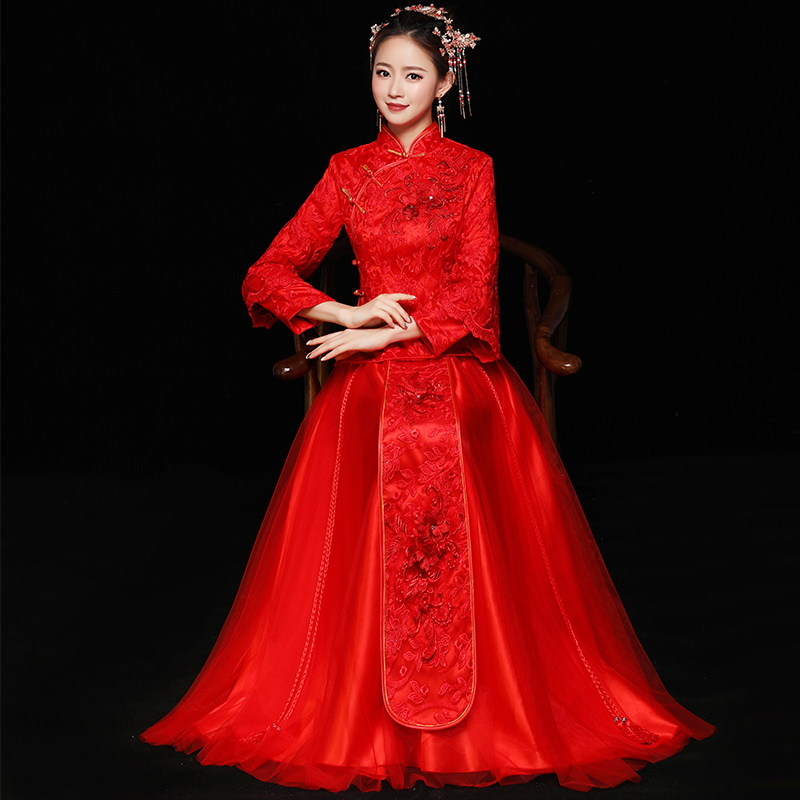 秀禾服新娘敬酒服新款出阁服礼服结婚中式婚纱古装嫁衣秀和服