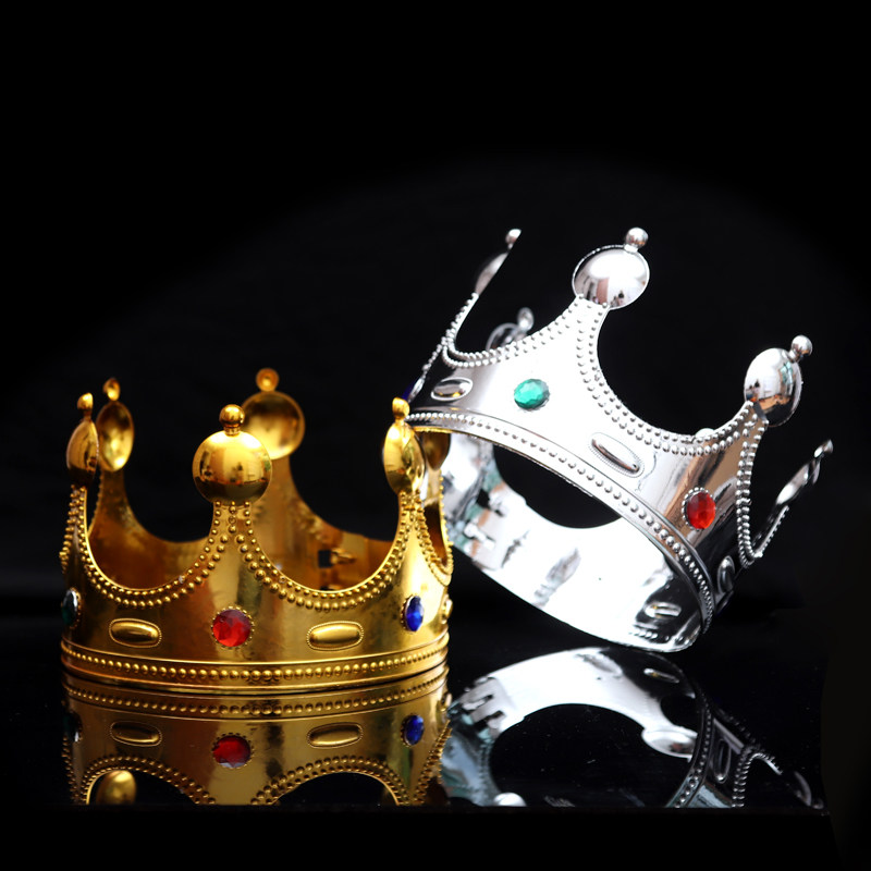 万圣节仿真国王王子金皇冠发箍化妆party舞会cos表演装扮头饰道具