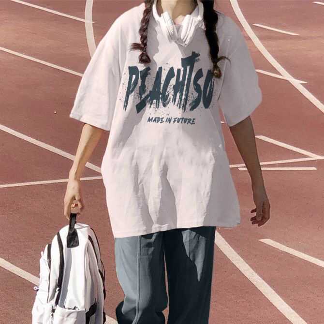 重磅纯棉短袖t恤女韩版宽松小个子盐系bf港味风上衣2024夏季新款