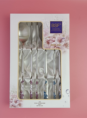 白色礼盒杨贵妃套装长寿龟福筷勺韩式扁筷子实心勺子商用韩版餐厅