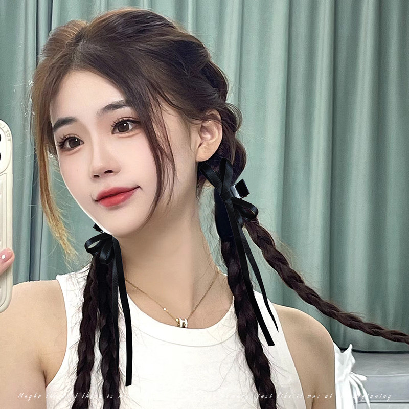 韩系马尾双辫抓夹蝴蝶结发夹女ins风丝带发饰时尚高马尾发抓头饰