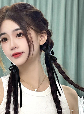 韩系马尾双辫抓夹蝴蝶结发夹女ins风丝带发饰时尚高马尾发抓头饰