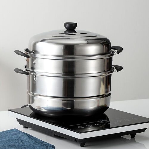 Steamer Pot Basket Stainless Steel Double Three Layer Induc