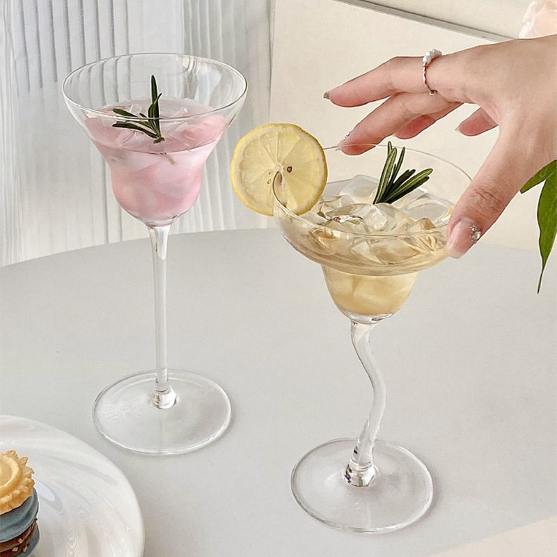 玛格丽特鸡尾酒杯今夜不回家弯脚高脚杯酒吧特调饮品杯创意玻璃杯