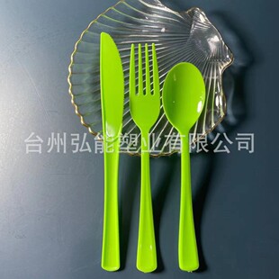食品级派对用品PS料一次性绿色刀叉勺光版 亚马逊电商