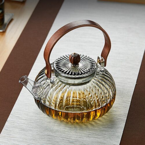 Pumpkin handle teapot, heat-resistant thick vertical bar te