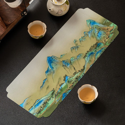 Qianli Jiangshan Double sided Tea Mat Zen Table Mat Handmad