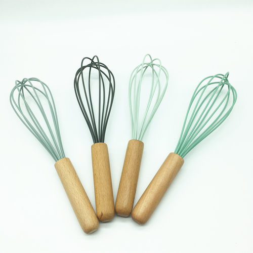 Wooden handle manual silicone egg beater, household noodle