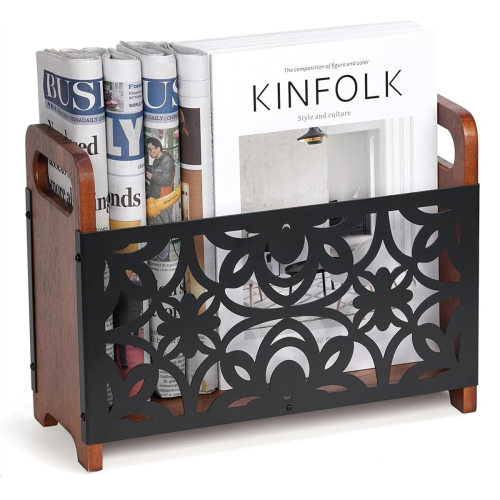 Wooden magazine rack, simple magazine file rack, storage bo