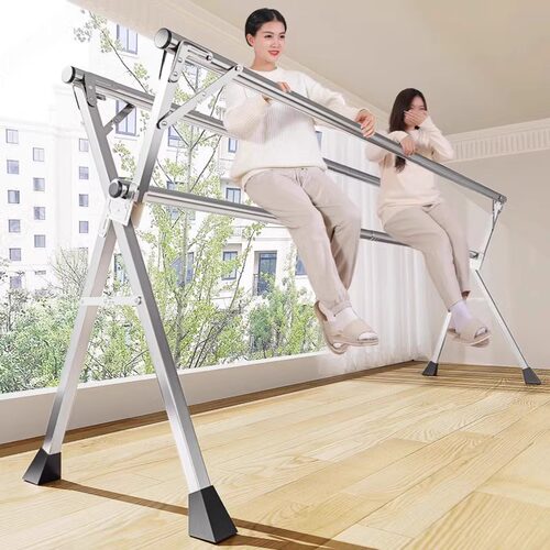Folding clothes rack, floor to ceiling, indoor retractable