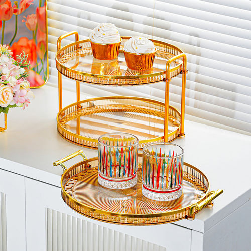 Light luxury circular tray for home living room coffee tabl