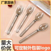 一次性塑料勺子长柄美式 logo 勺西餐轻食甜品蛋糕叉勺可外包装